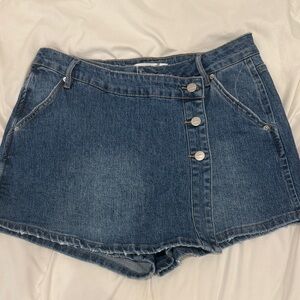 Altar'd State Blue Denim Button-Front Jean Shorts